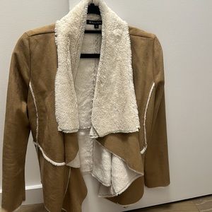 Faux fur brown suede jacket